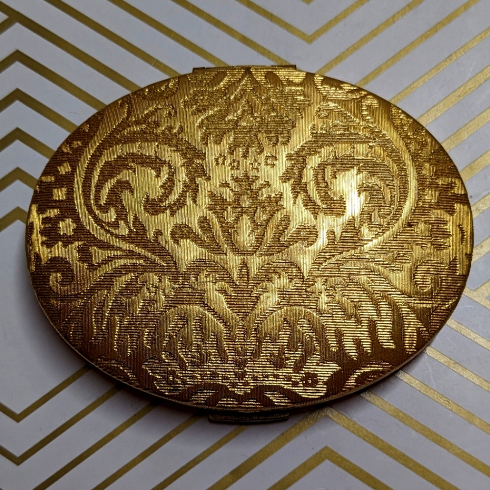 Vintage blush compact with mirror Lyric gold foil It Is Unused Powder